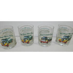 New! Complete 1996 Vintage Set of 4 Hess Toy Truck Glasses Collector's Series